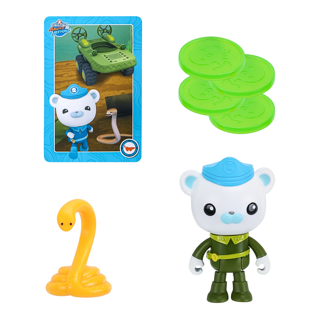 Octonauts Gup-K set with Captain Barnacles figure, Hot Springs Snake, swamp vehicle card, and green discs for endless adventures.