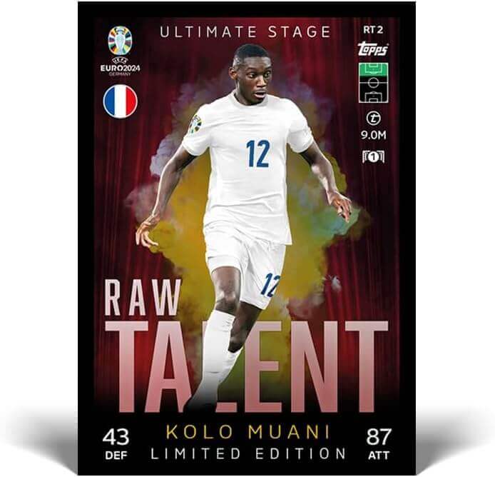 Topps Euro 2024 Official Match Attax Color: Booster Tin Raw Talent Trading Card Collection Earthlets