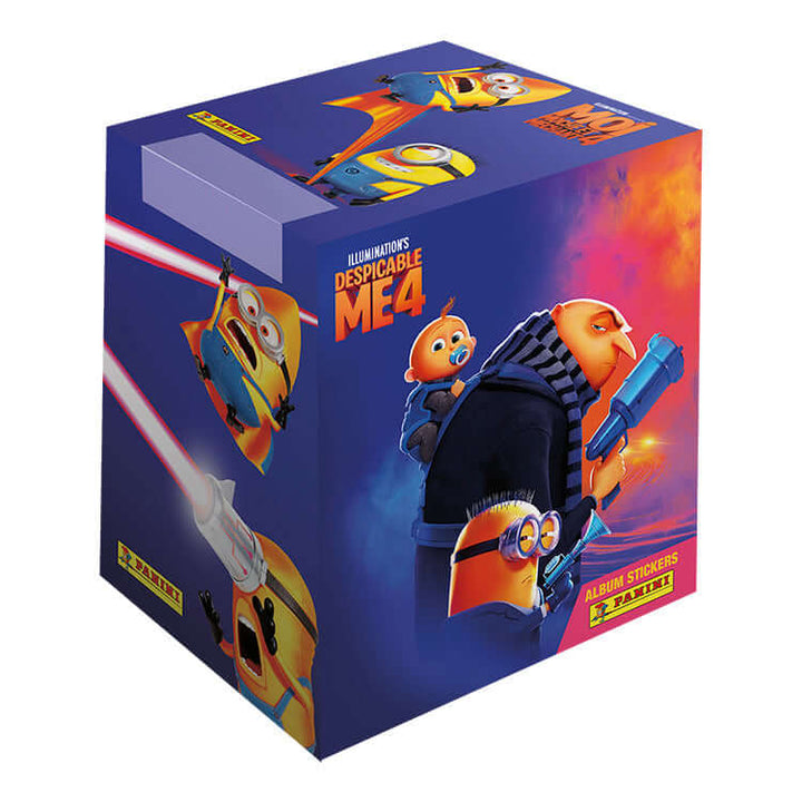 Despicable Me 4 Sticker Collection box featuring characters and scenes from the new movie by Panini.