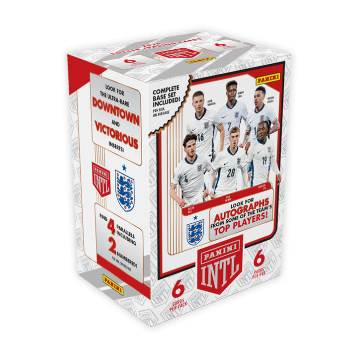 England 2026 International Blaster Box featuring Panini cards with the England National Team.