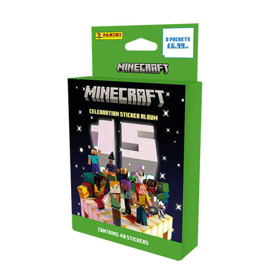 "Panini Minecraft 15th Anniversary Celebration Sticker Album in Green Packaging"