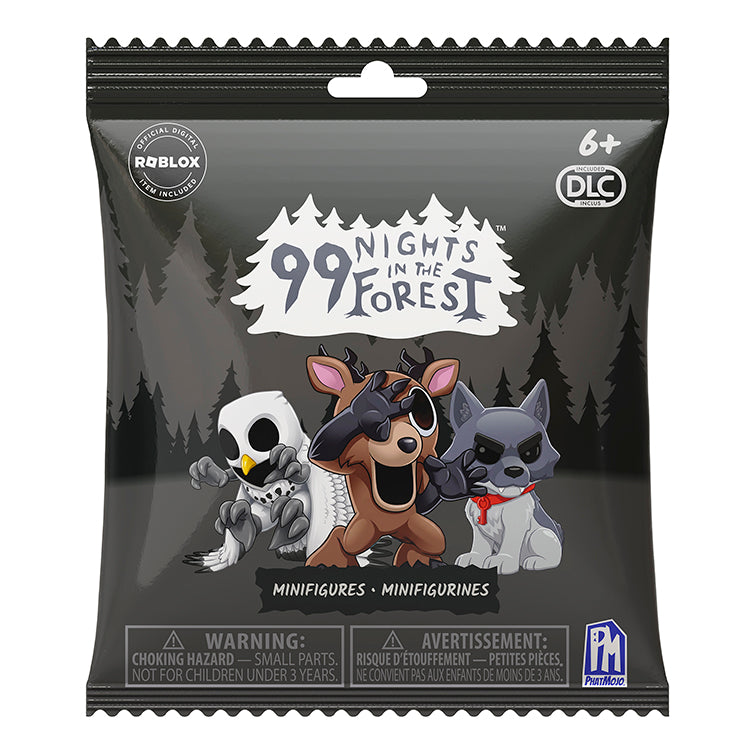 99 Nights In The Forest Series 2 Collectable Minifigures packaging featuring cartoon animals in a forest design.