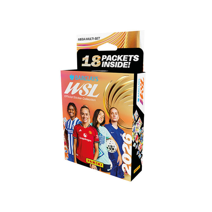 Barclays Women's Super League sticker collection 2026 Mega Multi-Set with 18 packets inside.