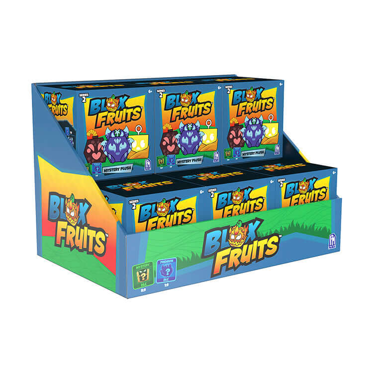 Blox Fruits Series 2 4" Collectable Plush display with various collectible plush boxes.