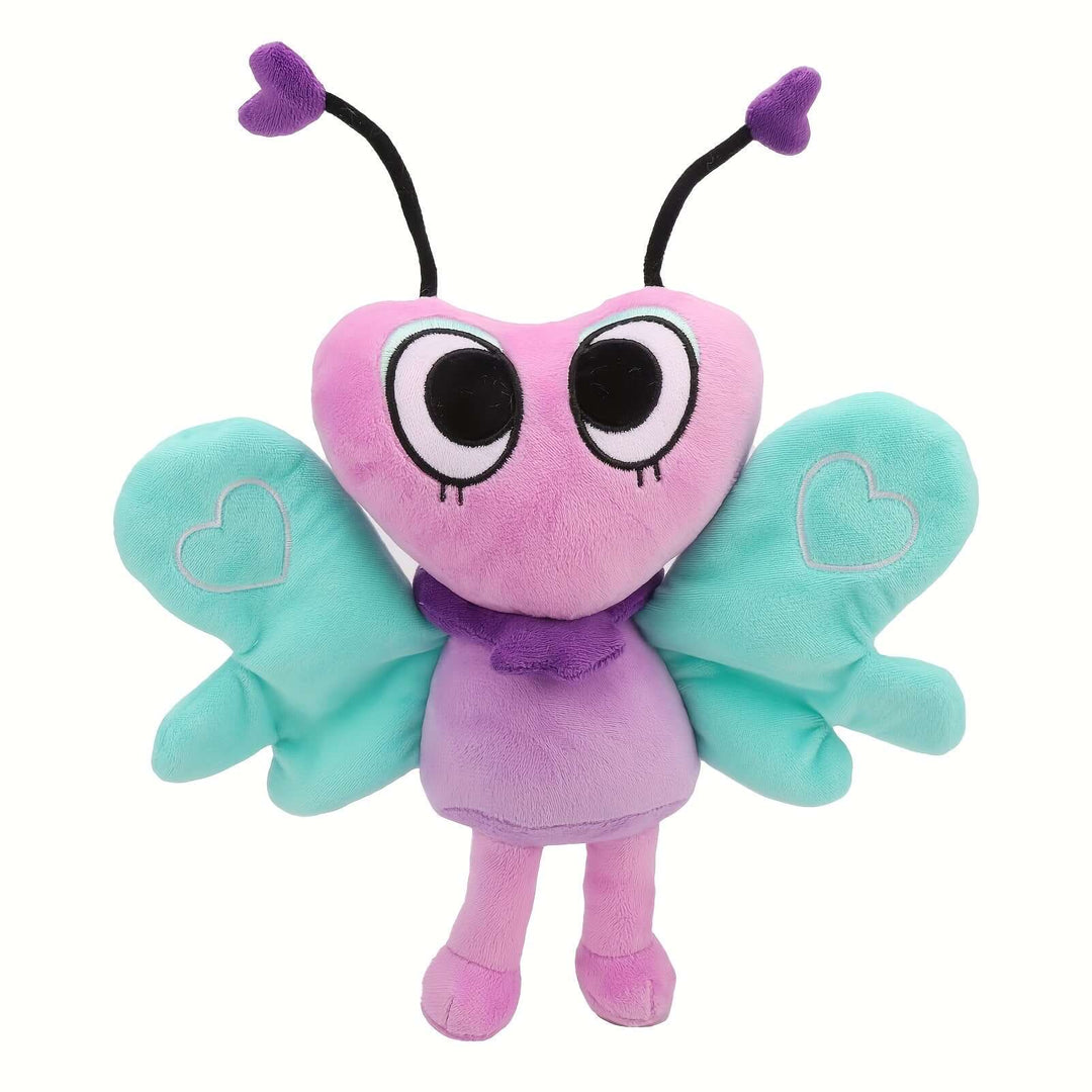 Dandy's World plush butterfly toy, soft and colorful stuffed animal with heart wings and big eyes.