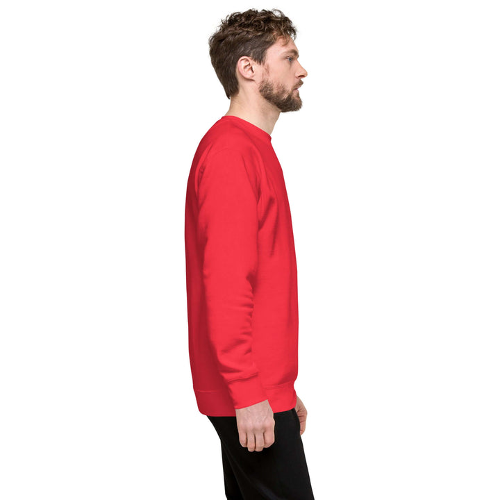 Earthlets Unisex Premium Sweatshirt in red, showcasing classic sweatshirt style and comfortable fit.