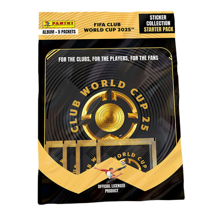 FIFA Club World Cup 2025 Sticker Collection Starter Pack by Panini with album and packet details.