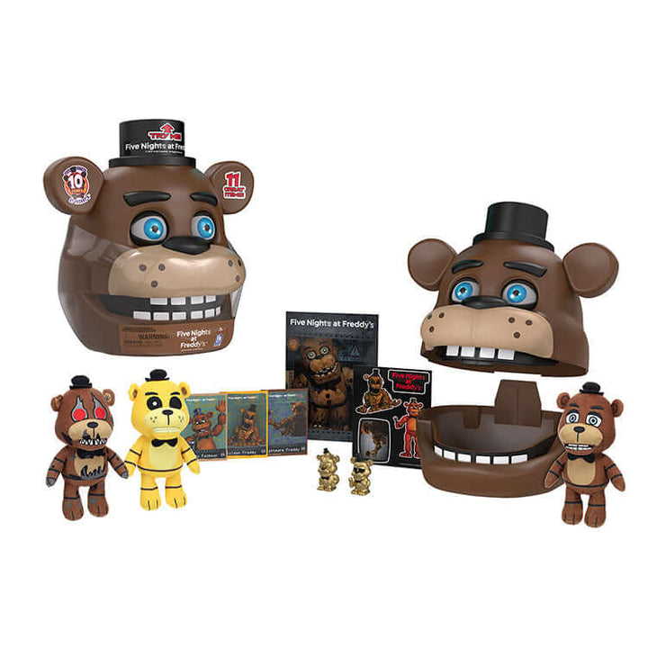Five Nights at Freddy's Animatronic Freddy Bundle including Freddy Case, microfigures, and collectible items for fans.