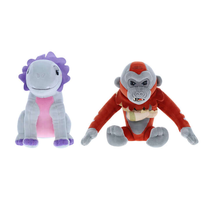 Godzilla x Kong 6" plush toys featuring Shimo and Skar King, perfect for cuddling and play.