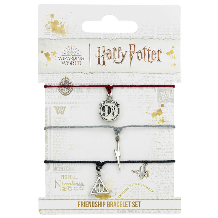 Harry Potter Platform 9 3/4,Lightning Bolt &amp; Deathly Hallows Friendship Bracelet Set