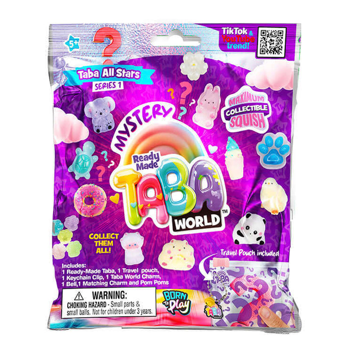 Taba World Ready-Made Mystery Tabas 4 Pack includes collectible squishies and travel pouch.