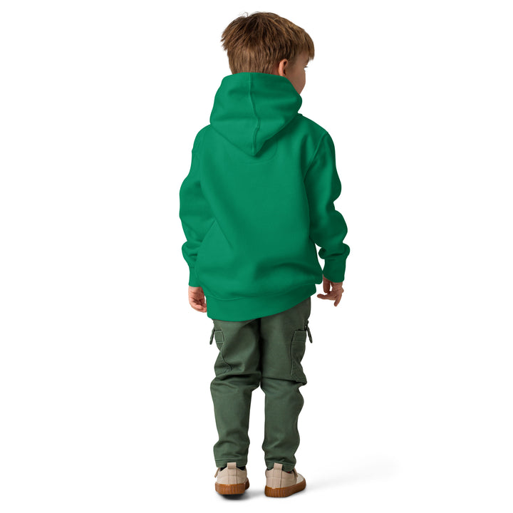XP Grinder Toddler fleece pullover hoodie shown on a child from the back, featuring a vibrant green color.