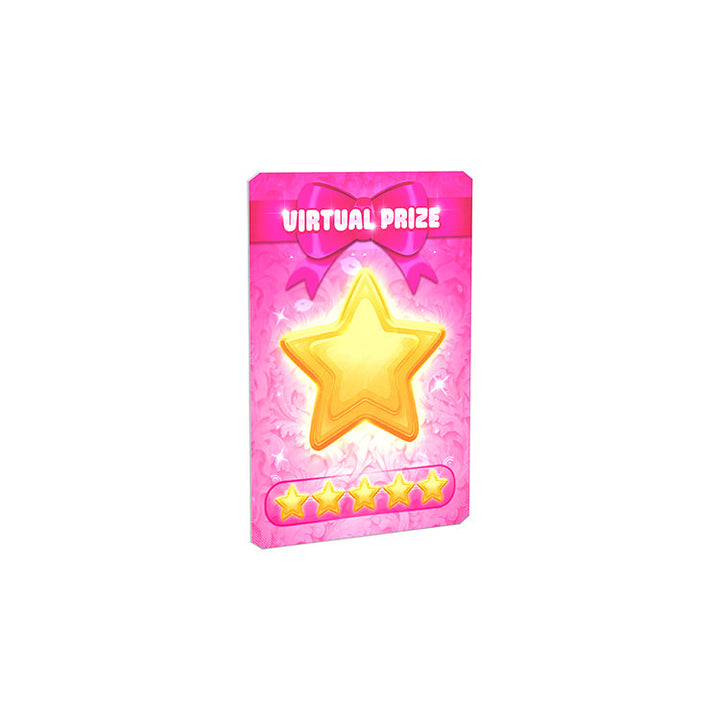 Virtual Prize graphic with a golden star on a pink background, symbolizing rewards in games.