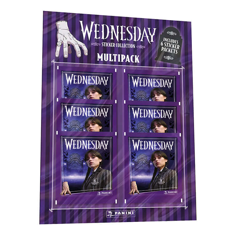 Wednesday 2 Here We Woe Again Sticker Collection multipack featuring six sticker packets from Panini.