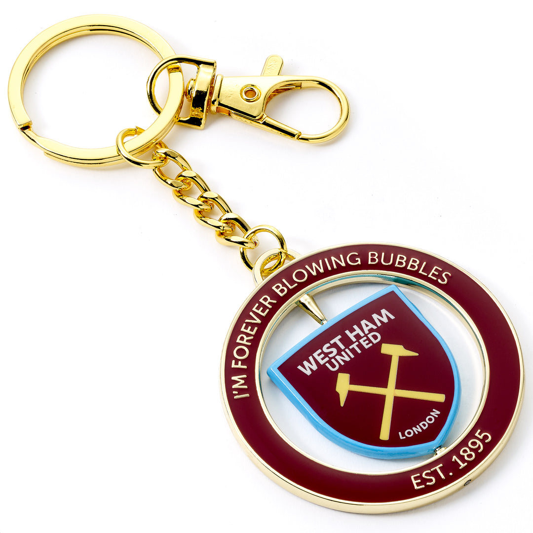 West Ham spinning keyring featuring the club shield and &