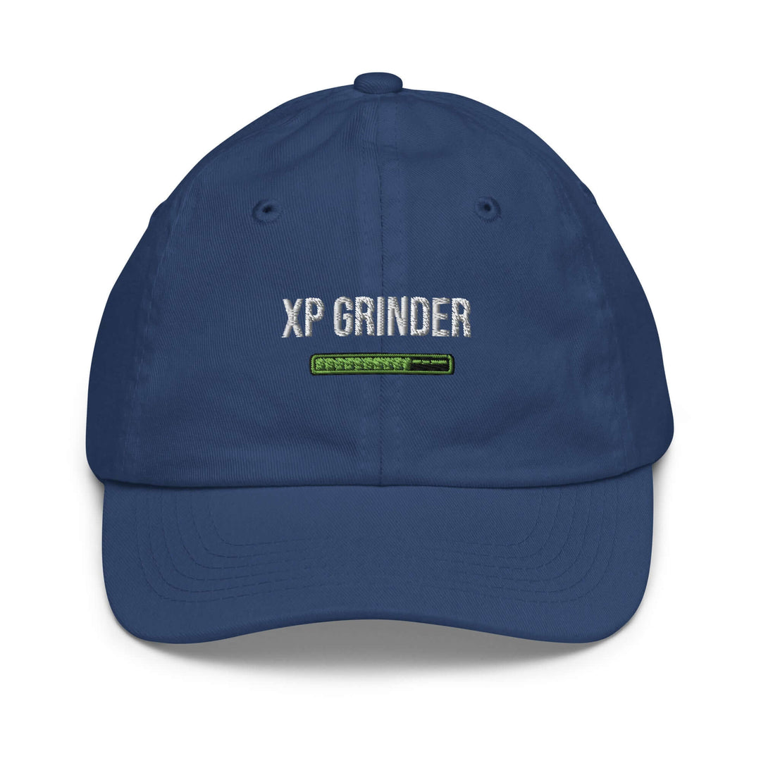 XP Grinder Youth baseball cap in navy blue with embroidered logo, offering style and comfort for young athletes.