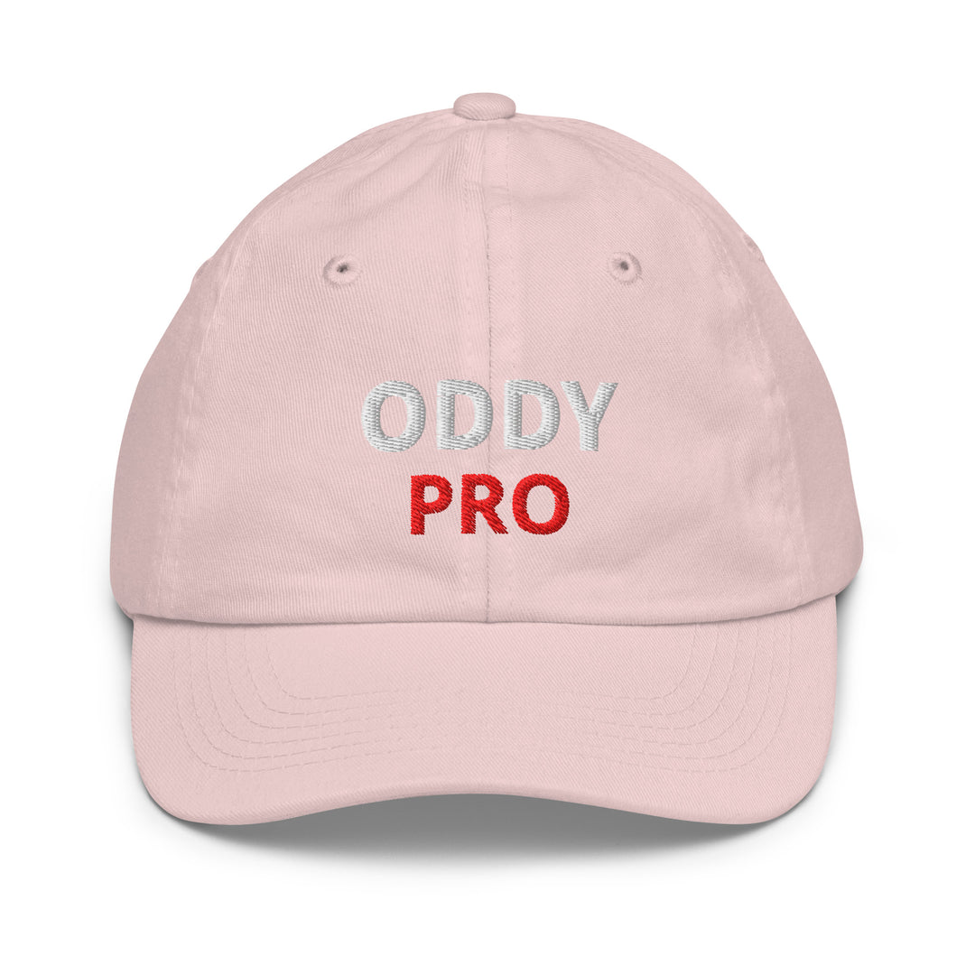 Oddy Pro Youth baseball cap in pink with embroidered logo, perfect for baseball training and outdoor activities.