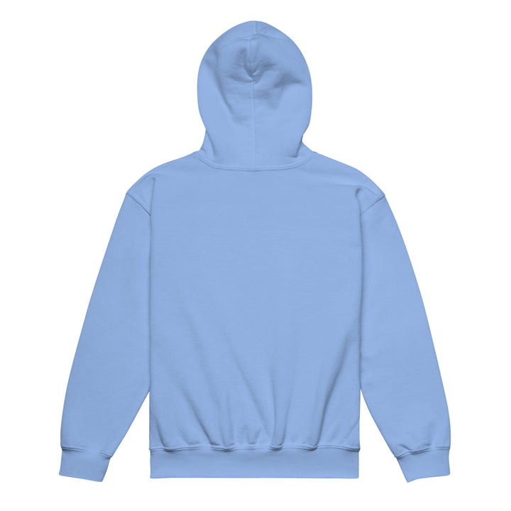 Back view of Oddy Pro Youth heavy blend hoodie in light blue color.
