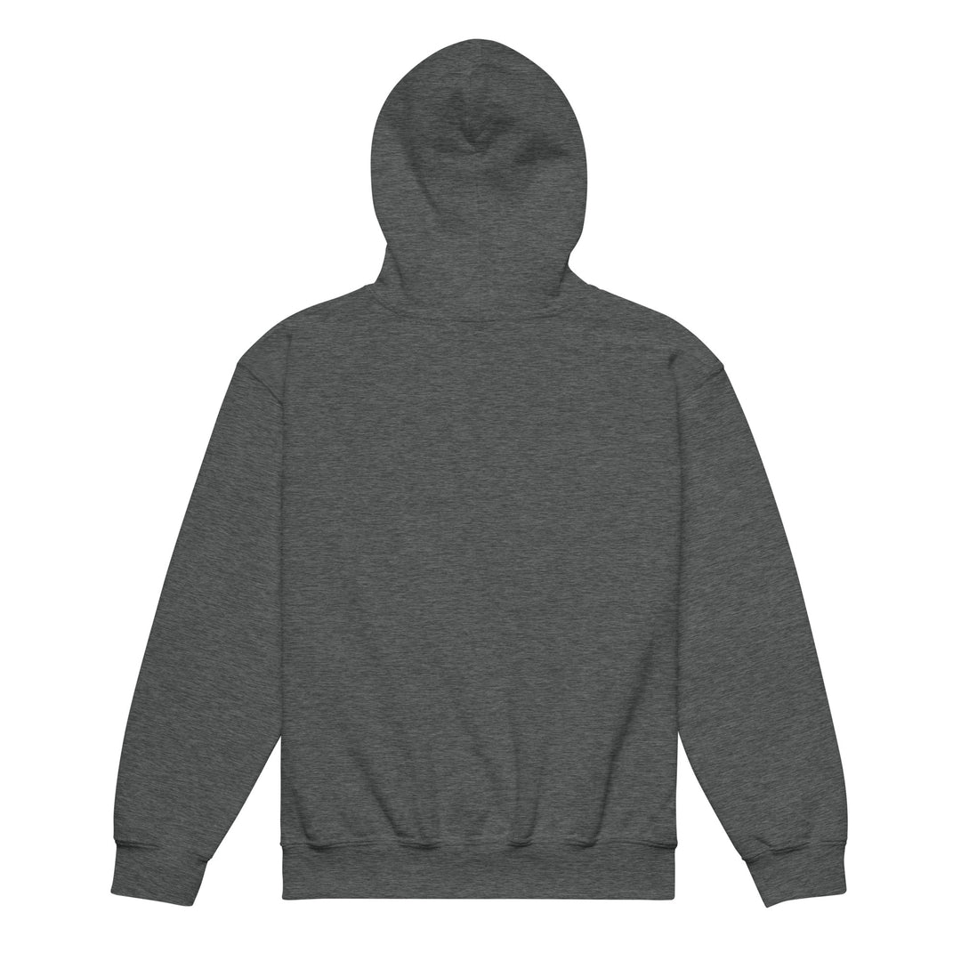 Back view of XP Grinder Youth heavy blend hoodie showcasing the design and durable fabric.