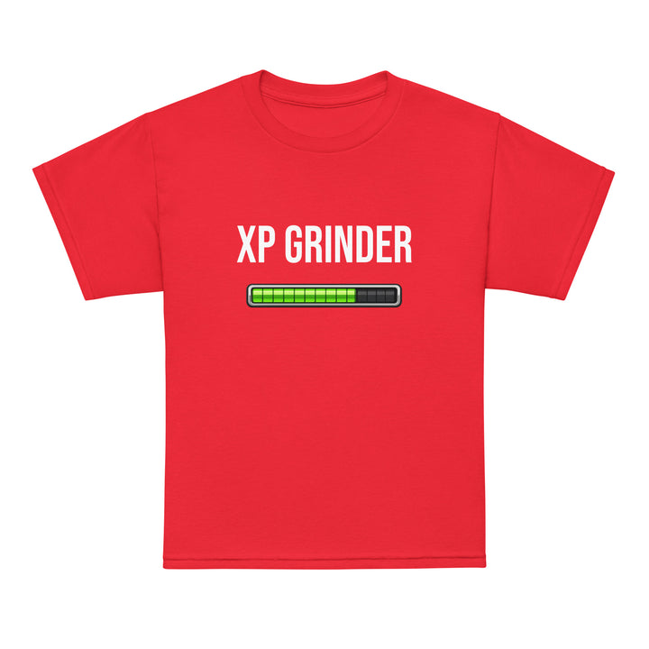 XP Grinder Youth t-shirt in red with progress bar graphic for kids&