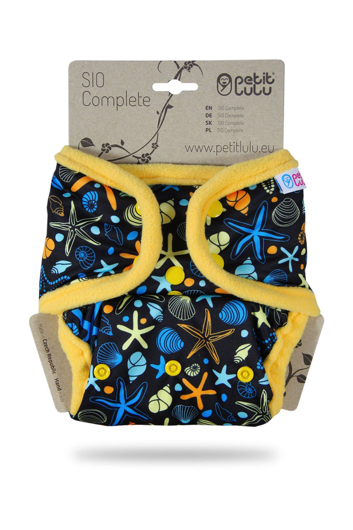 Petit Lulu Snap In One (SIO) Complete Nappy - One Size Colour: Rainbow Stars Size: One Size reusable nappies Earthlets